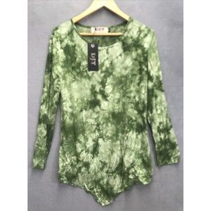 DJT Fashion Womens Tunic Top Size XXL Tie Dye Camouflage Point Hem Long Sleeve